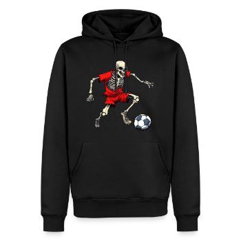 Skelett Fussballer (rot) - Männer Premium Bio Hoodie - Schwarz - Vorne - Nico (187cm)