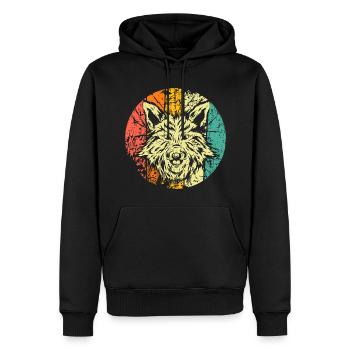 Tête de renard rétro - Sweat à capuche Premium bio Homme - noir - Devant - Nico (187cm)