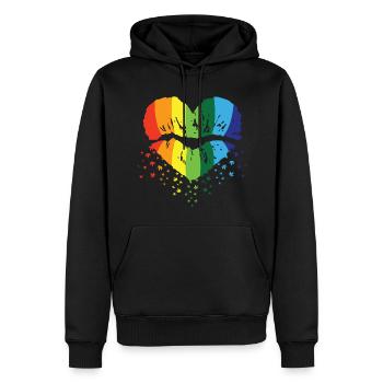 Regenbogen LGBT Schwul Lesbisch T-Shirt - Männer Premium Bio Hoodie - Schwarz - Vorne - Nico (187cm)