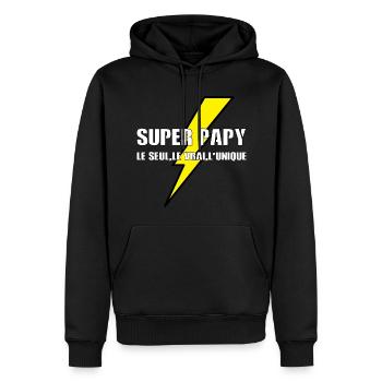 Super papy - Sweat à capuche Premium bio Homme - noir - Devant - Nico (187cm)