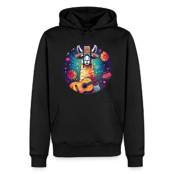 5 de Mayo Party Drinko de Mayo Lama and Guitar - Men’s Premium Organic Hoodie - black - Front - Nico (187cm)
