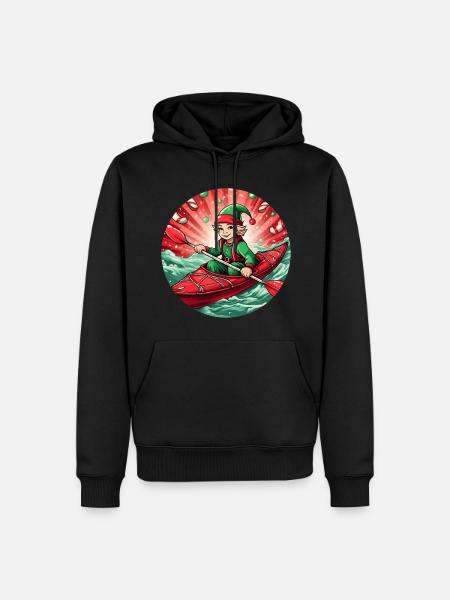 Kayak des elfes de Noël - Sweat à capuche Premium bio Homme - noir