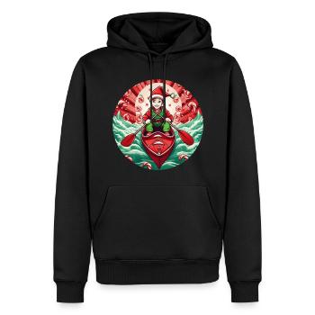 Weihnachtself Kajakfahren - Männer Premium Bio Hoodie - Schwarz - Vorne - Nico (187cm)