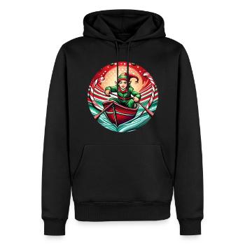 Aviron de lutin de Noël - Sweat à capuche Premium bio Homme - noir - Devant - Nico (187cm)