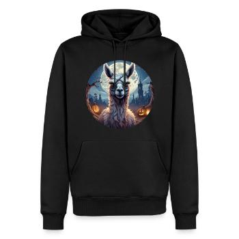 Gruseliges Fête d’Halloween Kostüm Zombie Lama - Sweat à capuche Premium bio Homme - noir - Devant - Nico (187cm)