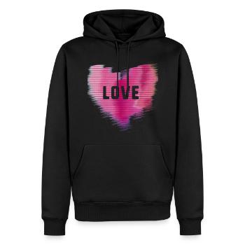 herzen,herz,liebe, love,rot, psychedelisch,pink - Männer Premium Bio Hoodie - Schwarz - Vorne - Nico (187cm)
