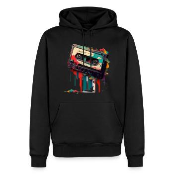 Retro Mixtape - Männer Premium Bio Hoodie - Schwarz - Vorne - Nico (187cm)