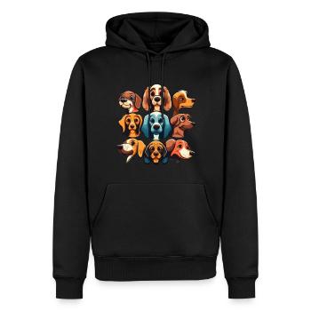 Bunte Hunde - Hunde Gruppe - Männer Premium Bio Hoodie - Schwarz - Vorne - Nico (187cm)