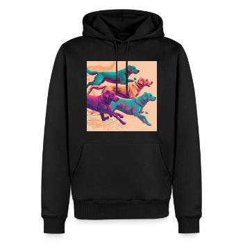 Bunte Hunde - Hunde Gruppe - Männer Premium Bio Hoodie - Schwarz - Vorne - Nico (187cm)