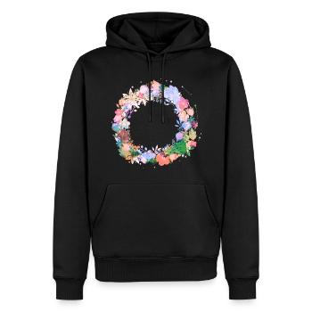 couronne de fleurs,vide, couronne,graffti,coloré,fleurs - Sweat à capuche Premium bio Homme - noir - Devant - Nico (187cm)