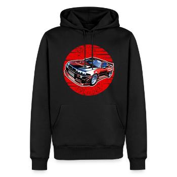 Jdm / Tuning / Turbolader / Felgen / Chiptuning - Männer Premium Bio Hoodie - Schwarz - Vorne - Nico (187cm)