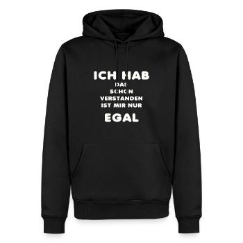 Dire des proverbes Comprendre un drôle de cadeau - Sweat à capuche Premium bio Homme - noir - Devant - Nico (187cm)