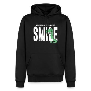 Dino dinosaure sourire rire cadeau de dents - Sweat à capuche Premium bio Homme - noir - Devant - Nico (187cm)