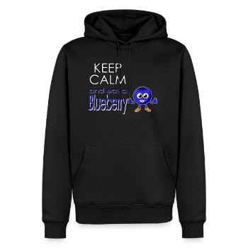 Keep calm and eat a blueberry - Blaubeere essen - Männer Premium Bio Hoodie - Schwarz - Vorne - Nico (187cm)