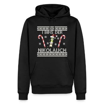 Motif amusant du Père Noël pour l’ de Noël - Sweat à capuche Premium bio Homme - noir - Devant - Nico (187cm)