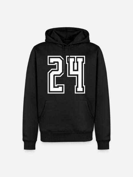 24 Numéro de numéro - Sweat à capuche Premium bio Homme - noir