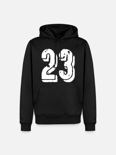 Maglia numero 23 - Felpa con cappuccio ecologica premium da uomo - nero
