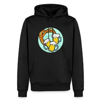 Fête de la bière Octoberfest. Tasse à bière et Brezel. - Sweat à capuche Premium bio Homme - noir - Devant - Nico (187cm)