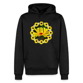 gelbe Ringelblume Sonnenblumen Margeriten Blume - Männer Premium Bio Hoodie - Schwarz - Vorne - Nico (187cm)