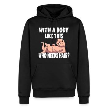 With A Body Like This Who Needs Hair? - Männer Premium Bio Hoodie - Schwarz - Vorne - Nico (187cm)