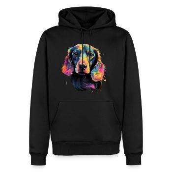 Dackel Hund Teckel Watercolor Art Hundekopf - Männer Premium Bio Hoodie - Schwarz - Vorne - Nico (187cm)