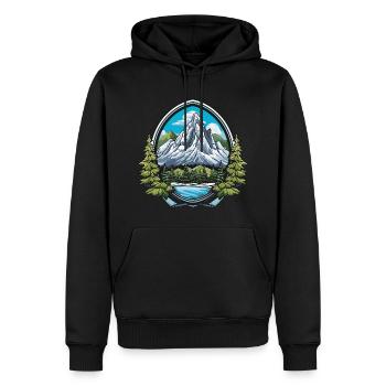 Montagnes Symbole Armoiries - Sweat à capuche Premium bio Homme - noir - Devant - Nico (187cm)