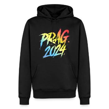 Prag 2024 Bunt Urlaub Team - Männer Premium Bio Hoodie - Schwarz - Vorne - Nico (187cm)