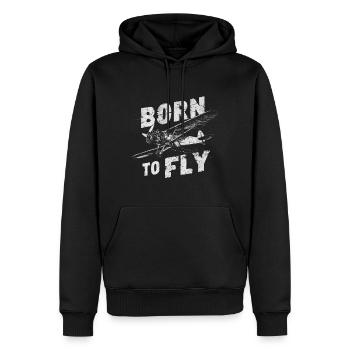 Né pour voler - Sweat à capuche Premium bio Homme - noir - Devant - Nico (187cm)