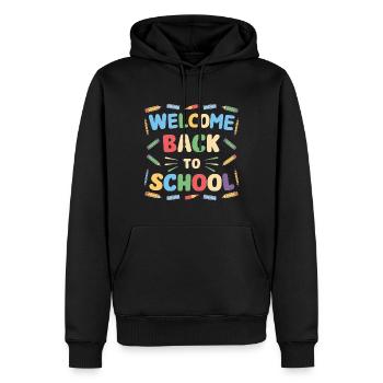 Bienvenue à l’école - Sweat à capuche Premium bio Homme - noir - Devant - Nico (187cm)