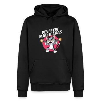 Pew Pew Madafakas - Coole Cartoon Katze - Männer Premium Bio Hoodie - Schwarz - Vorne - Nico (187cm)