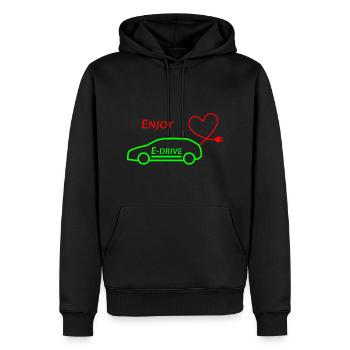 Enjoy e-drive - Mobilité électrique - Voitures électriques - Sweat à capuche Premium bio Homme - noir - Devant - Nico (187cm)