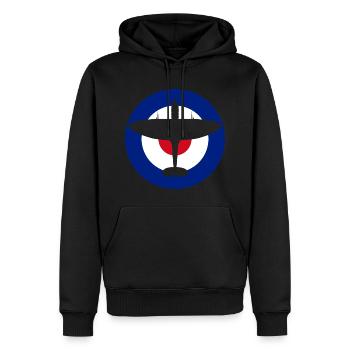 Spitfire Cutout Roundel - Men’s Premium Organic Hoodie - black - Front - Nico (187cm)