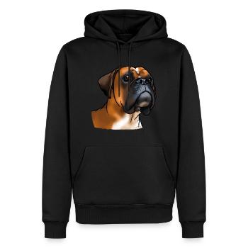 Tête de chien boxer - Sweat à capuche Premium bio Homme - noir - Devant - Nico (187cm)