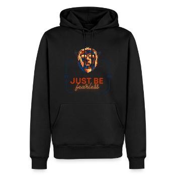 JUSTE ÊTRE INTRÉPIDE lion rétro coloré cool - Sweat à capuche Premium bio Homme - noir - Devant - Nico (187cm)