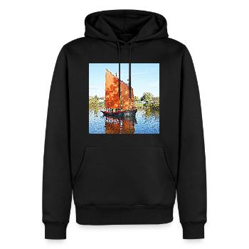 Le voilier de feu - Sweat à capuche Premium bio Homme - noir - Devant - Nico (187cm)