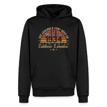 Millésime 1934 Cadeau 90e Anniversaire 90 ans - Sweat à capuche Premium bio Homme - noir - Devant - Nico (187cm)