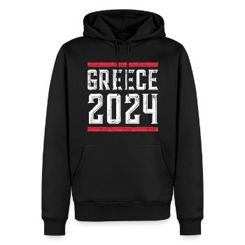 Grèce 2024 Vacances - Sweat à capuche Premium bio Homme - noir - Devant - Nico (187cm)
