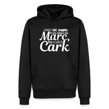 Ich sagte: Mein Name ist Marc, Marc mit C: Cark - Männer Premium Bio Hoodie - Schwarz - Vorne - Nico (187cm)