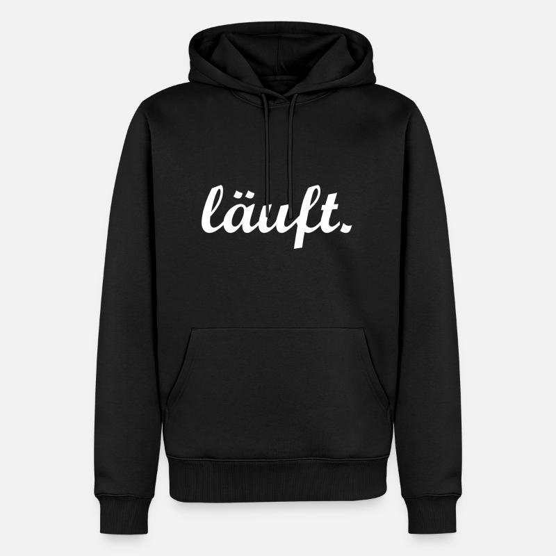 Lustiger Spruch läuft - Männer Premium Bio Hoodie - Schwarz