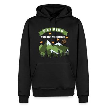 Camping vom Stress erholen - Männer Premium Bio Hoodie - Schwarz - Vorne - Nico (187cm)