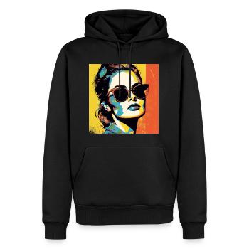 Pop Art Cool Femme - Sweat à capuche Premium bio Homme - noir - Devant - Nico (187cm)