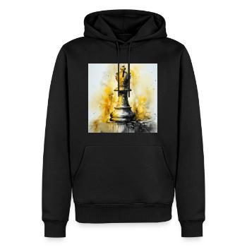 Évêque d’échecs jaune - Sweat à capuche Premium bio Homme - noir - Devant - Nico (187cm)