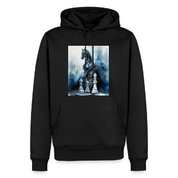 Blue Chess Knight a pris vie - Sweat à capuche Premium bio Homme - noir - Devant - Nico (187cm)