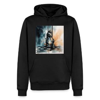Kunstvoller Schachritter - Männer Premium Bio Hoodie - Schwarz - Vorne - Nico (187cm)