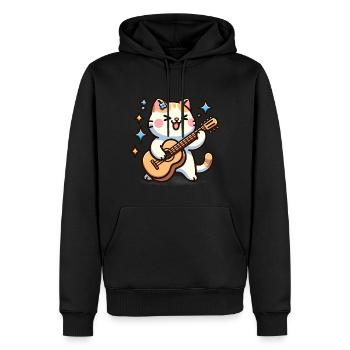 Chat jouant de la guitare Musical Kitty Tee Art - Sweat à capuche Premium bio Homme - noir - Devant - Nico (187cm)