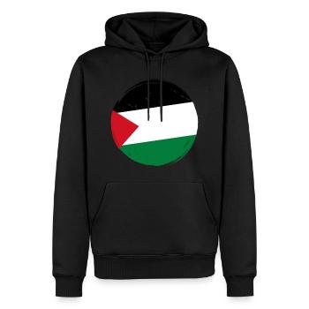 Drapeau de la Palestine rond _ Flag round in shape - Sweat à capuche Premium bio Homme - noir - Devant - Nico (187cm)