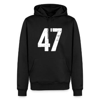 47 Numbers White - Men’s Premium Organic Hoodie - black - Front - Nico (187cm)