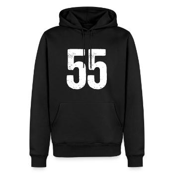 55 Zahlen Weiß - Männer Premium Bio Hoodie - Schwarz - Vorne - Nico (187cm)