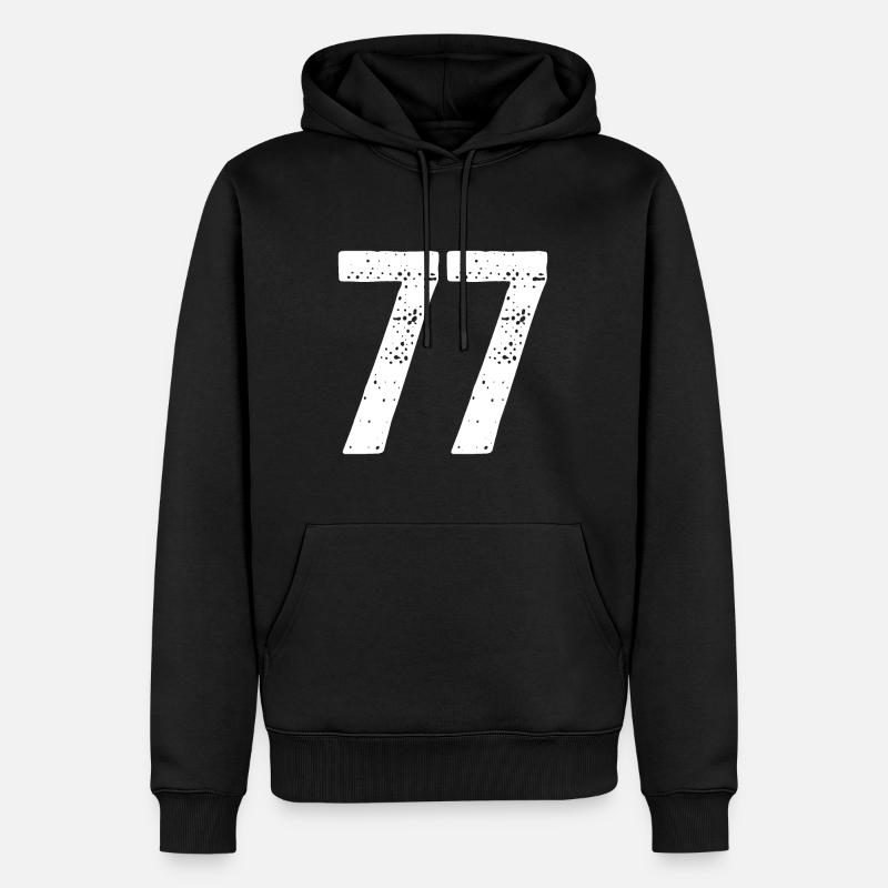 77 Numéros Blanc - Sweat à capuche Premium bio Homme - noir