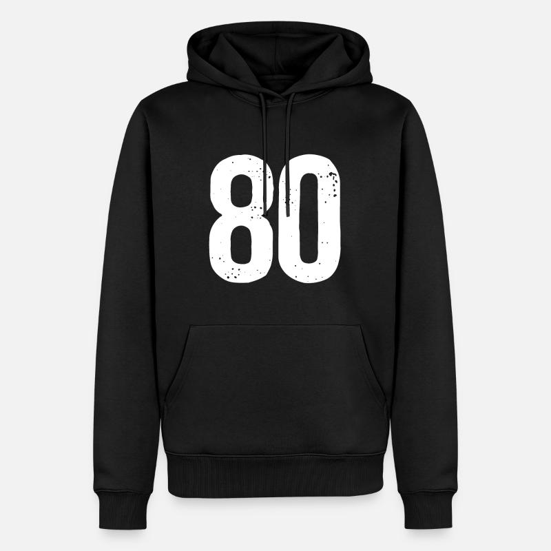 80 Numéros Blanc - Sweat à capuche Premium bio Homme - noir